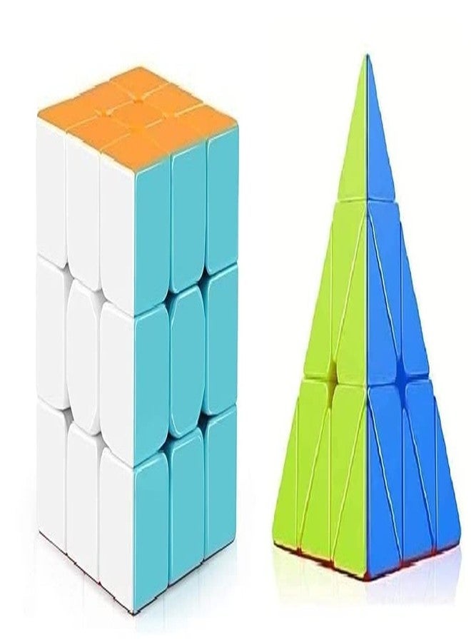 RPC99 Combo of High Speed Stickerless 3x3 & Pyraminx Pyramid Cube for Kids & Adults | Puzzle Games | Best Gift for Kid | Multi Color Sticker Less, Smart Cubes | Super Saver Combo Pack | Set of 2 - Image 1